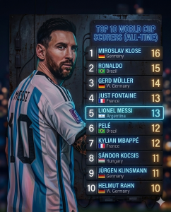 Top scorers list featuring Messi